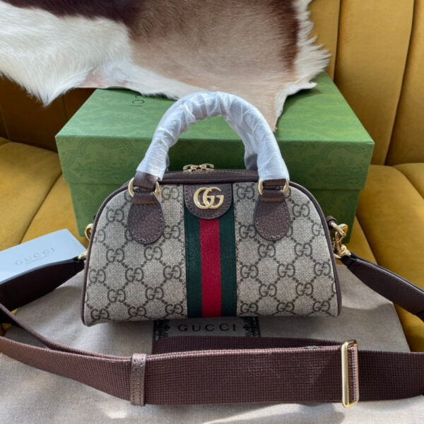 OPHIDIA GG SMALL 21 SHOULDER BAG BEIGE AND EBONY SUPREME CANVAS