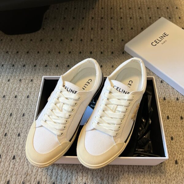 TRAINER LOW LACE-UP SNEAKER IN WHITE MIX BEIGE CANVAS