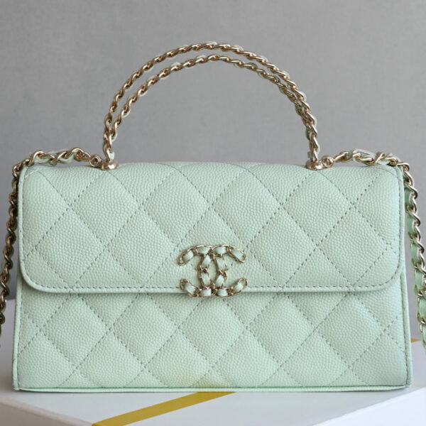 CHANEL 25S KELLY 18 CM IN MINT GREEN LAMBSKIN