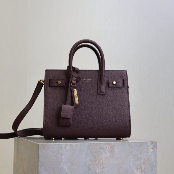 YSL 25S SAC DE JOUR 22 IN ROUGE CABERNET SUPPLE GRAINED CALFSKIN