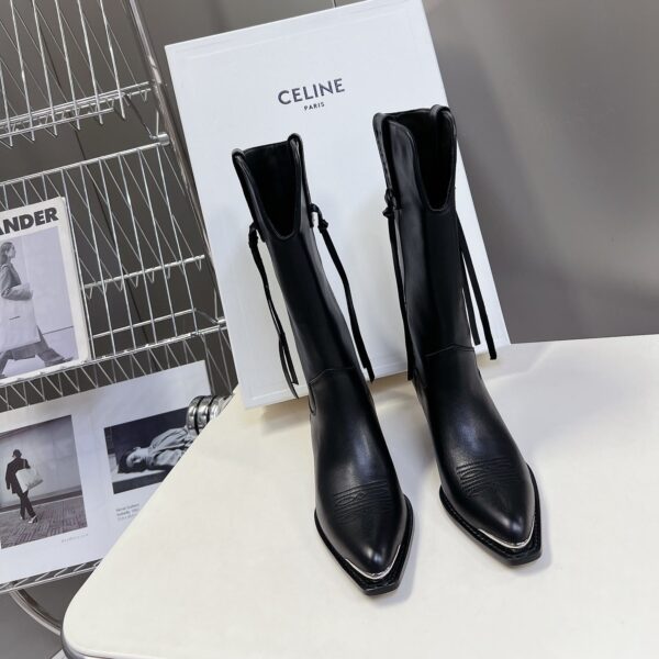 CELINE 25S HIGH CUT CHELSEA BOOTS 45MM IN BLACK CALFSKIN