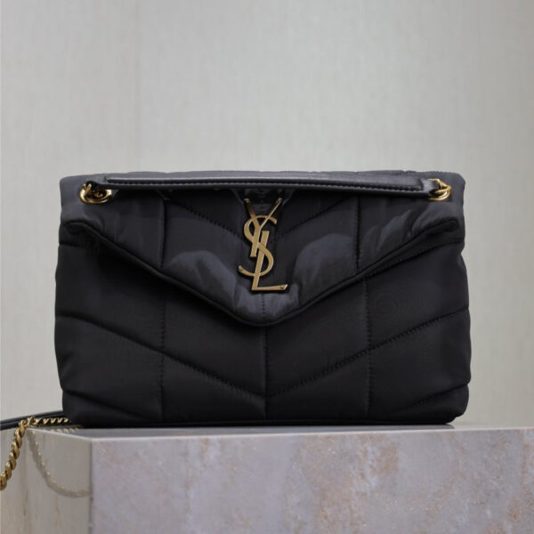 YSL 25S LOULOU PUFFER MEDIUM 29 IN BLACK NYLON