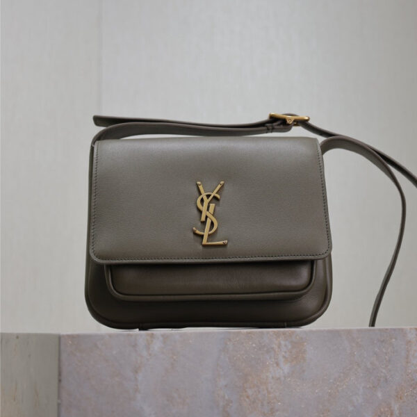 YSL 25S NIKI BABY 22 IN DARK OLIVE BROWN CALFSKIN GOLD HARDWRE